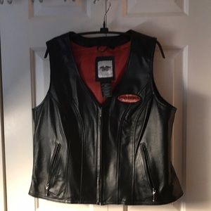 Harley Davidson black leather riding vest